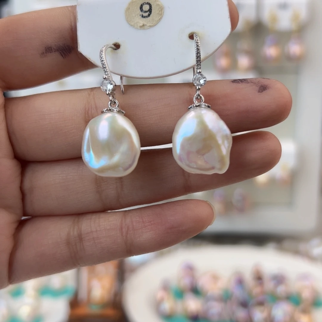 淡水珍珠耳饰银S925镶嵌