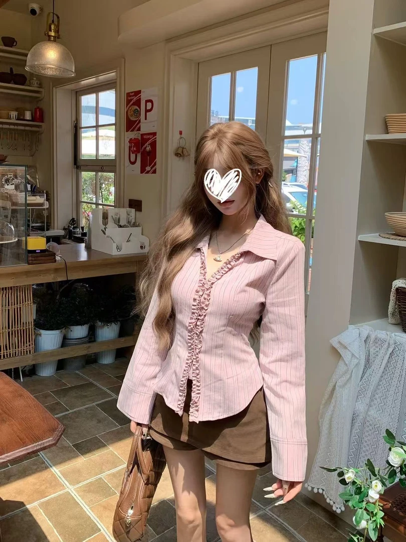 2025秋季新款设计感小众法式修身收腰长袖上衣Q390