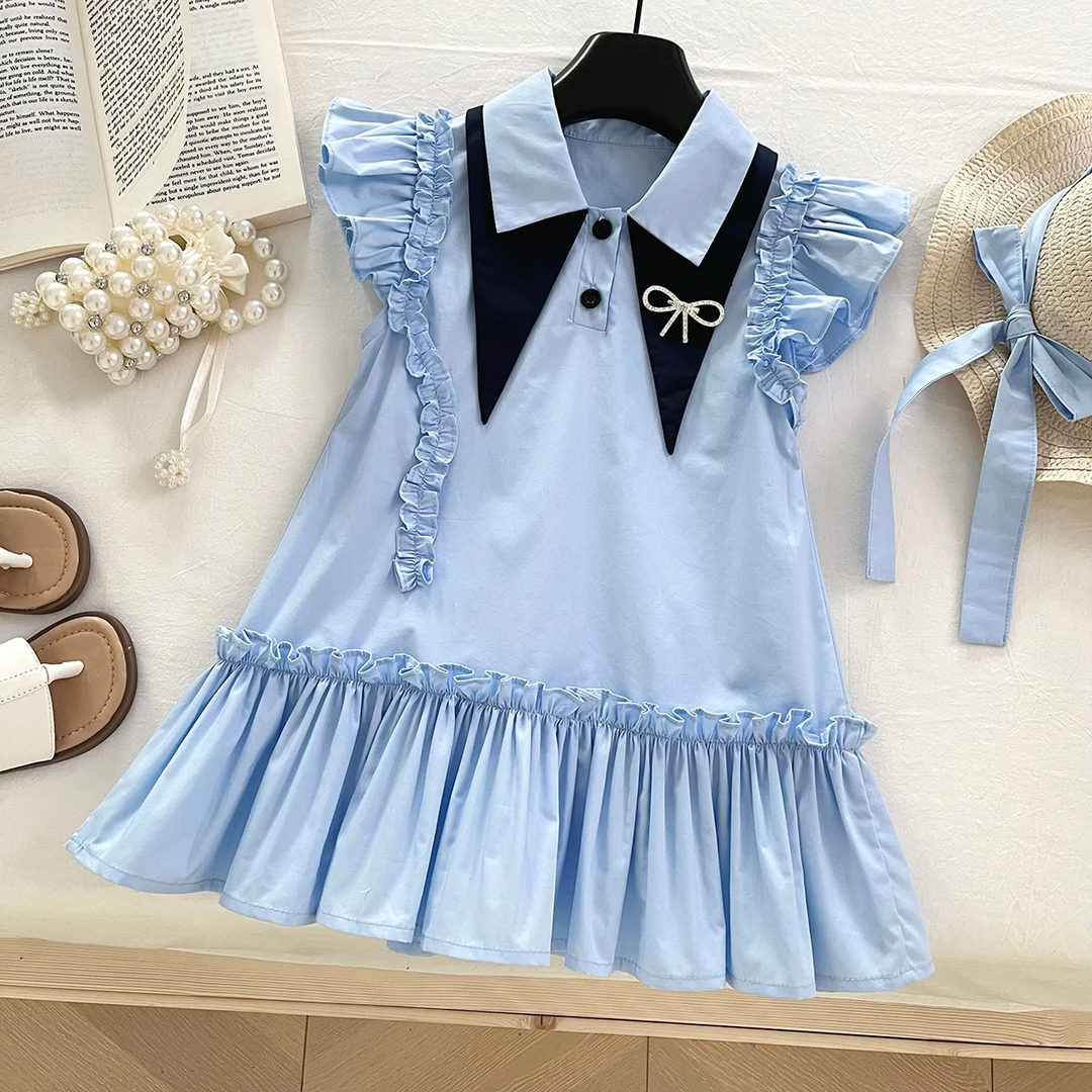 【夏之梦】女童学院风连衣裙公主裙儿童荷叶裙夏季女宝A字裙S17108