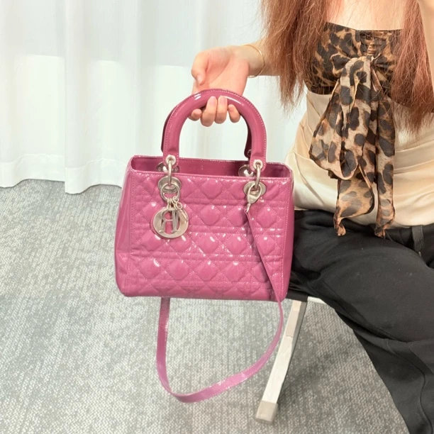 95新 DIOR/迪奥 紫色五格戴妃手提斜挎包dby