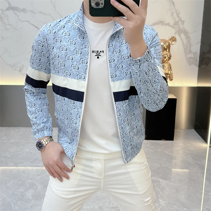 冰希轻奢.名品欧版男士立领夹克网红时尚潮流帅外套2025春季新款