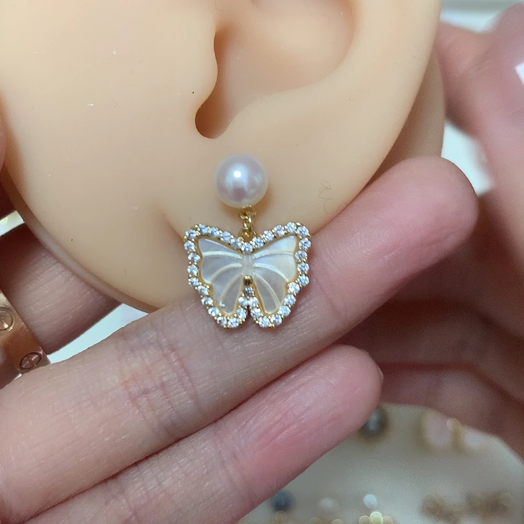 淡水珍珠耳饰合金