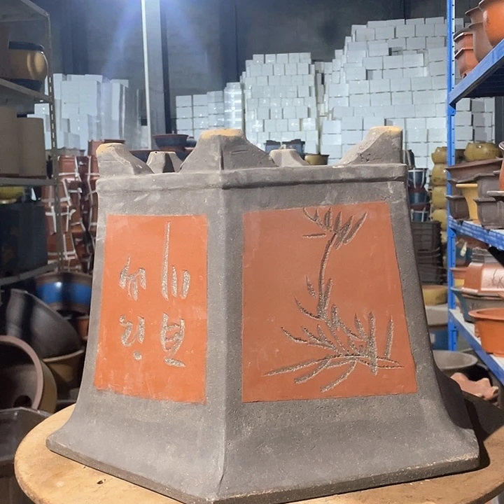 辉***园40红色六方花盆花盆