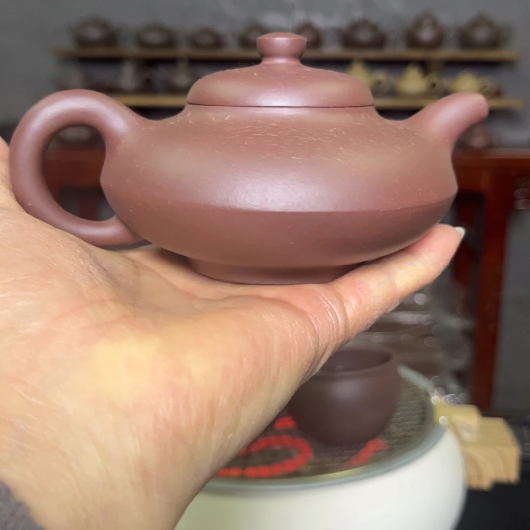 紫砂茶壶底槽青合欢半手工