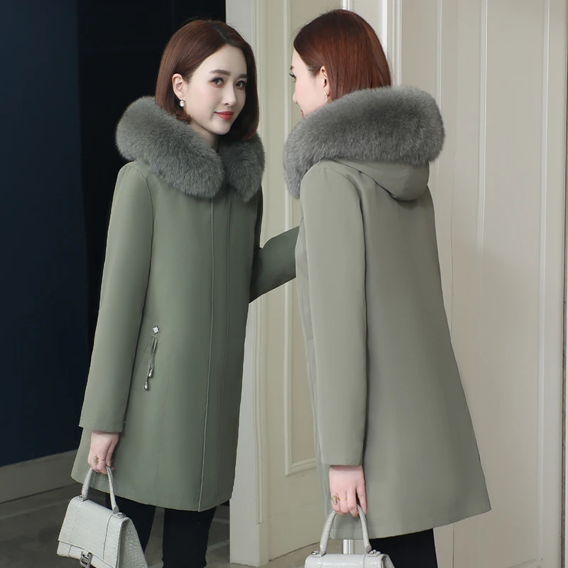 派克服女中长款2025年冬季新款獭兔毛内胆可拆卸海宁皮草外套高端