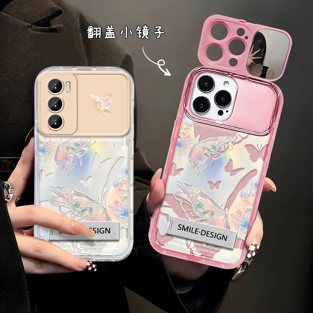 炫彩高颜值蝴蝶适用于OPPOReno13/12/11/10防摔镜子手机壳