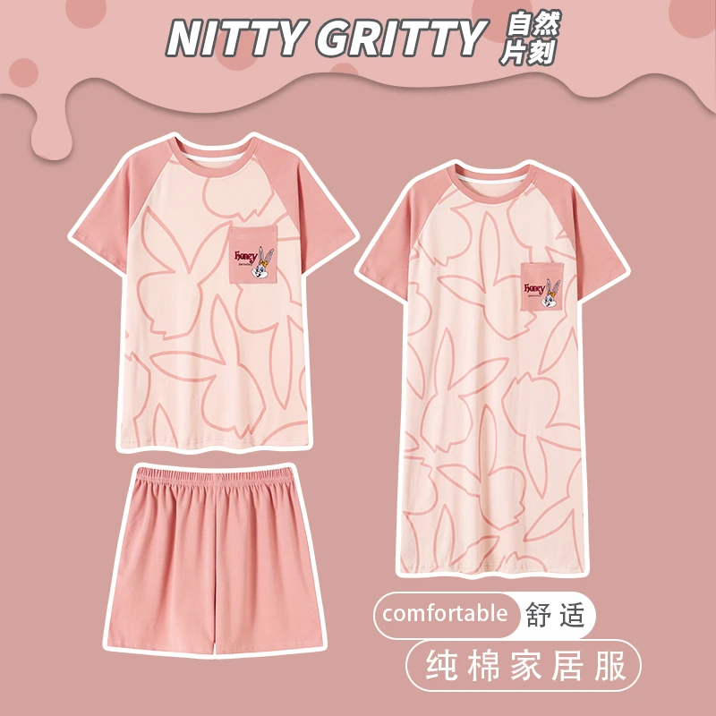 睡裙女款夏季短袖家居服网红女士夏天夏款睡衣裙子新款短袖夏季