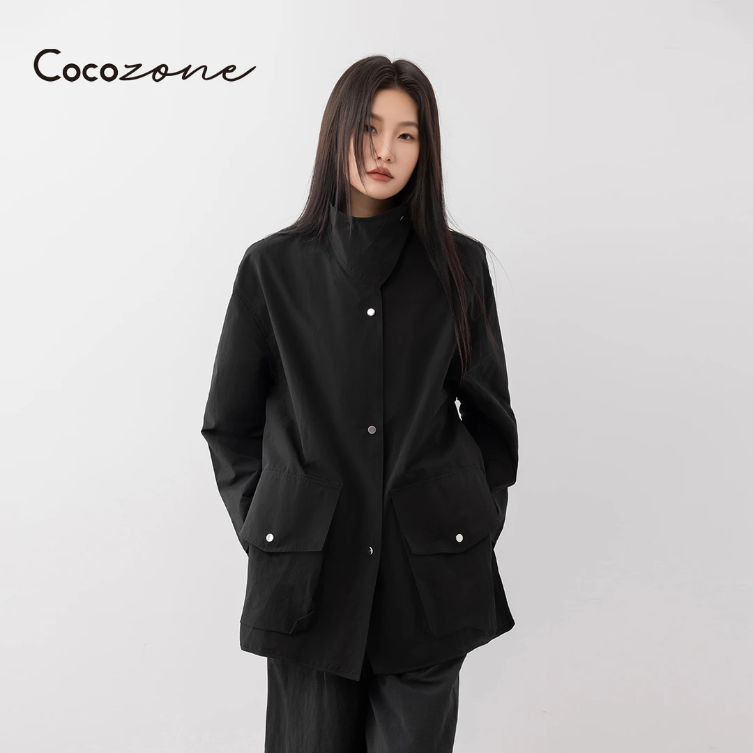 COCO ZONE 刘一一 单排扣纯色口袋翻领长袖外套CD2A0257
