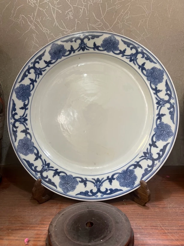 早期青花大赏盘全手工手绘