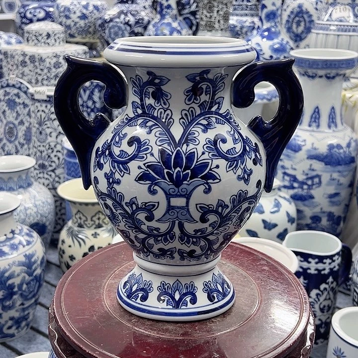 摆件手绘高温釉下彩家居摆件，花瓶，小微瑕福利