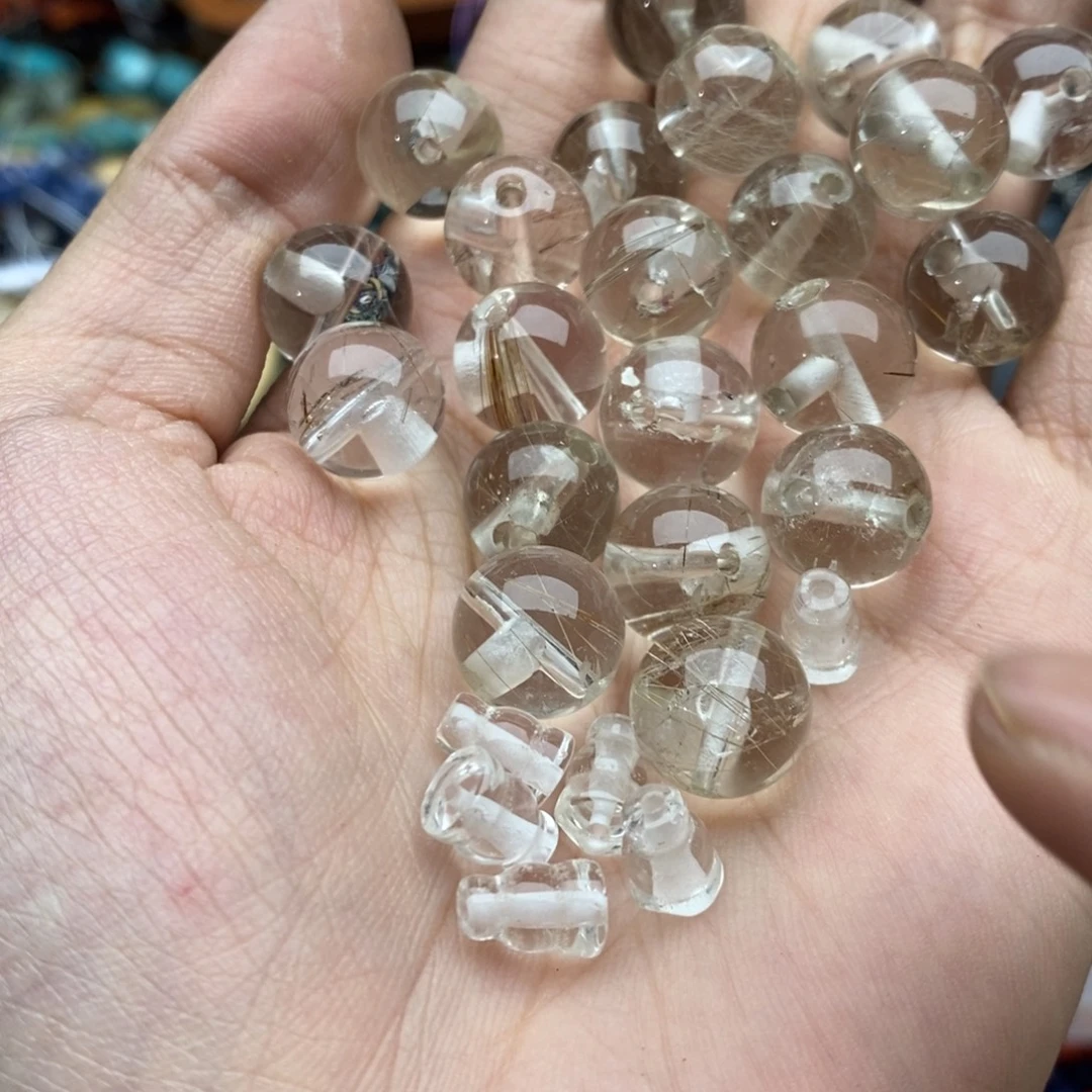 玛瑙/玉髓未镶嵌珠宝半成品一套天然12mm发晶三通