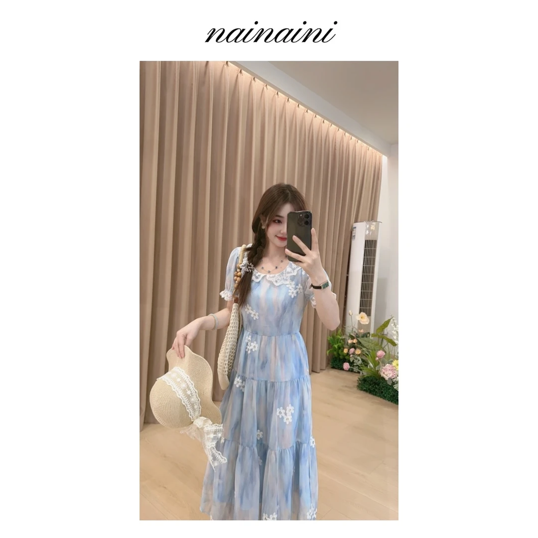 奈奈妮【海岛花园】连衣裙女2025小个子夏季新款碎花甜美63270