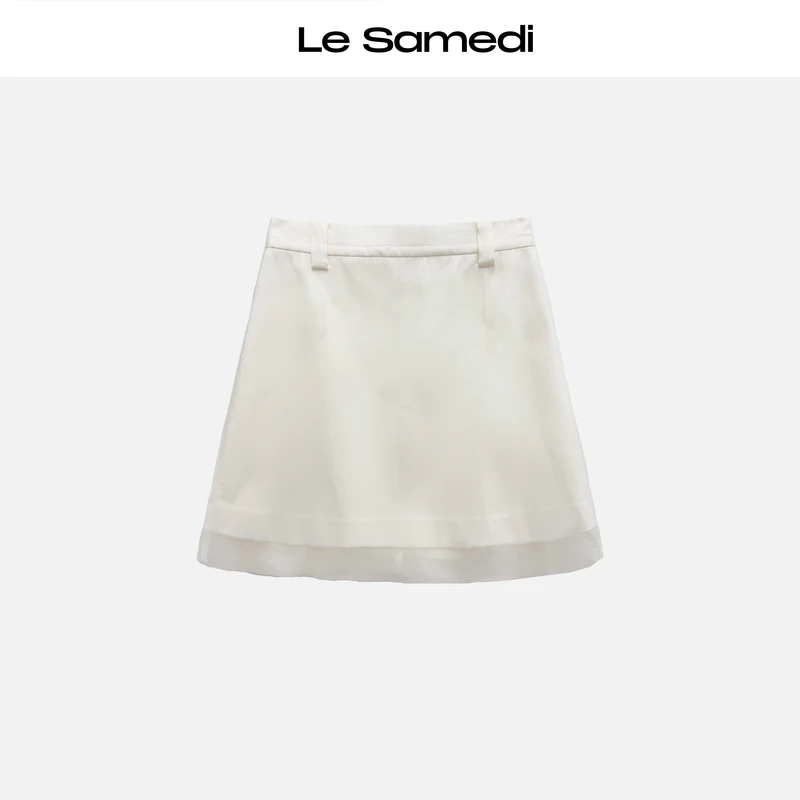 Le Samedi【洁白花纱】青春元气 朦胧桑蚕丝 双层纱纱灵动短裙