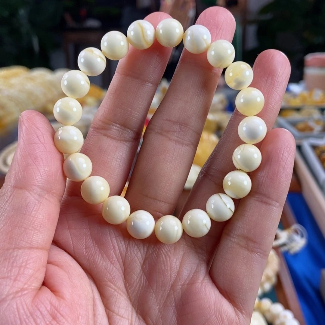 琥珀未镶嵌珠宝奇石9同料白蜡圆珠9