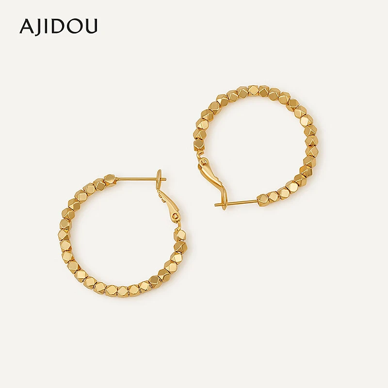 合金无非金属耳饰 AJIDOU阿吉豆闪耀方糖圆环耳环
