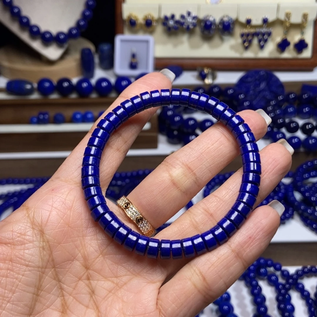 青金石未镶嵌精工药片手串6.5mm