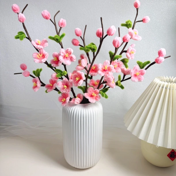 【送色粉】桃花扭扭棒DIY新年桃花手工材料包春节摆件装饰乔迁