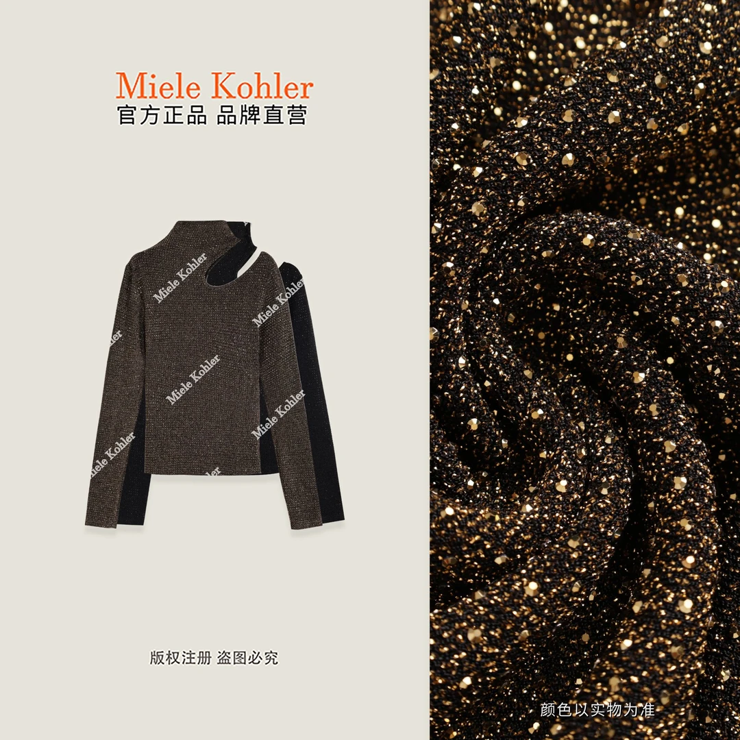 【星辰爆闪】秋季设计感重工细闪女长袖T恤MKAQ69373【澳门小源同款】