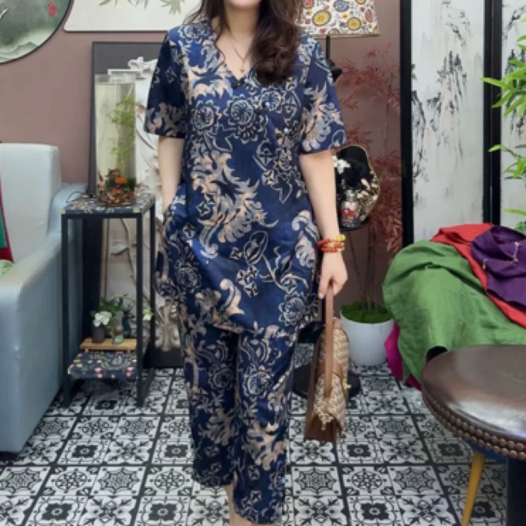 新款国风印花套装