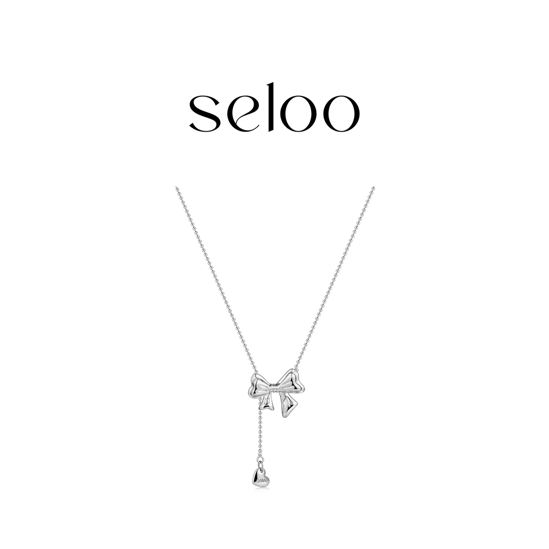 铜项链 【甜甜】Seloo【蝴蝶结流苏长链】轻奢高级气质项链SE503X313
