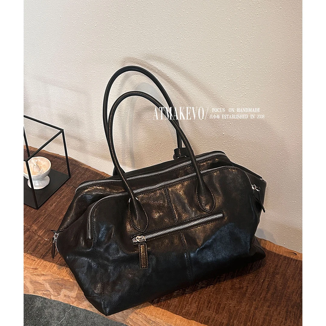 吕小布 | 高品质 意大利头层水晶植鞣牛皮大容量托特包腋下包0215