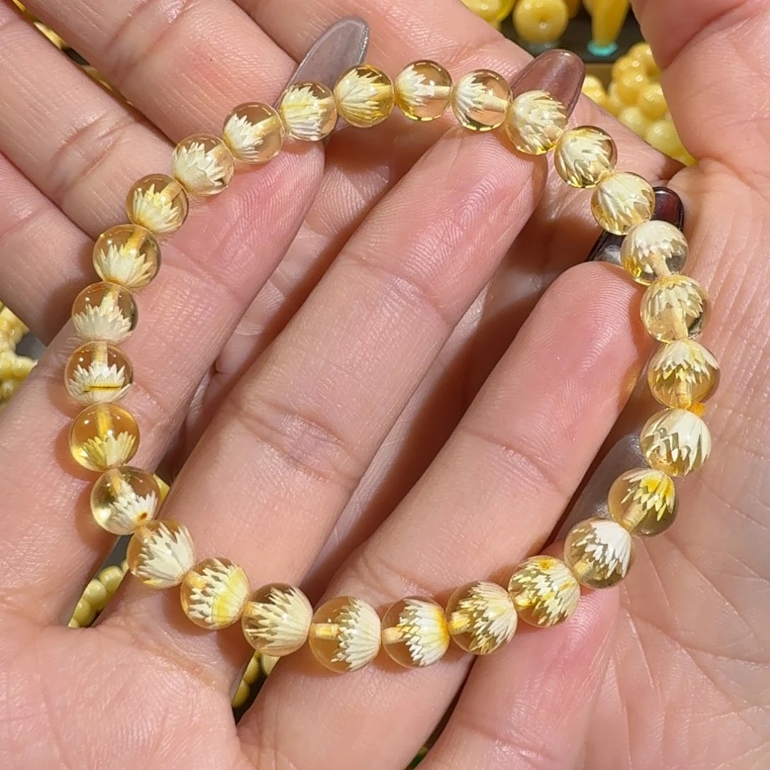 琥珀手链未镶嵌7m+金珀雕刻手串5.5