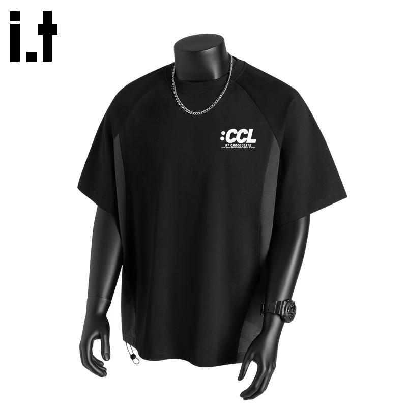 i.t:CHOCOOLATE拼接短袖男款2025年夏季薄款运动健身篮球宽松t恤