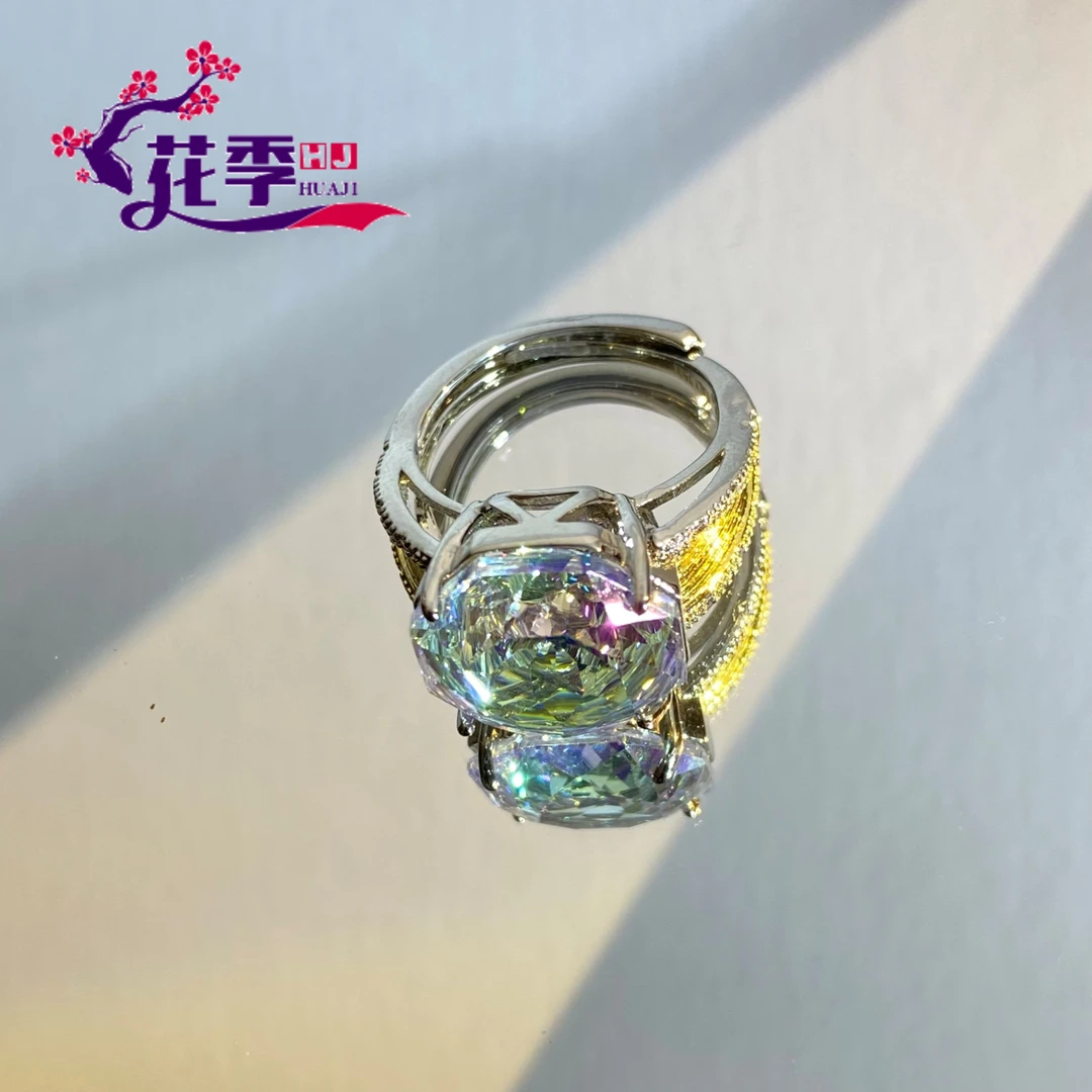 【万江】 原创炫彩玫瑰切强荧光戒指WM13