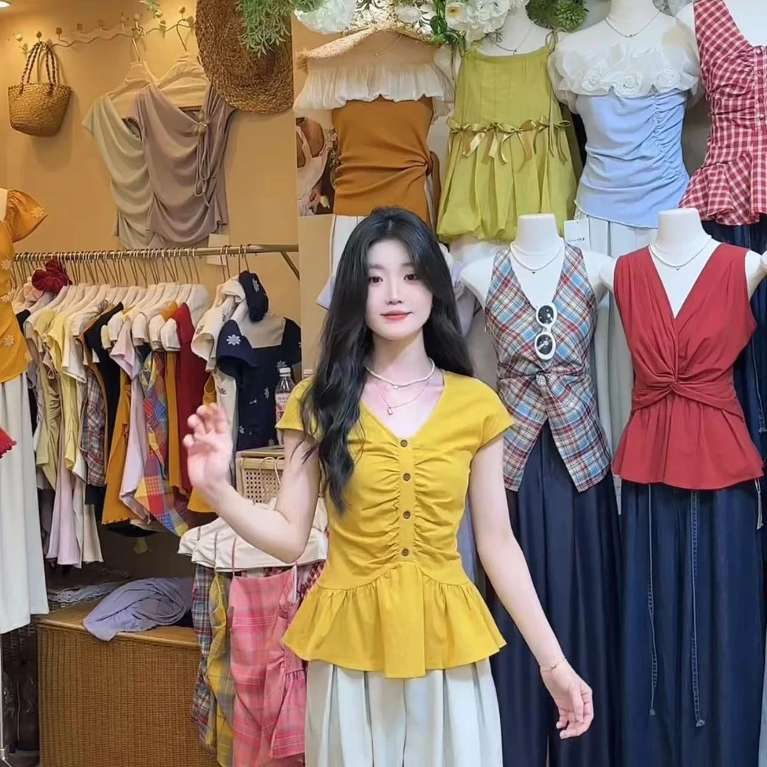 【清】大码法式薄款衬衫女夏季复古甜美小衫胖MM遮肉显瘦上衣-7416