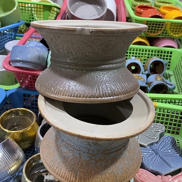 陶盆有孔 磕碰窑裂修补 介意勿拍外高 12外口12*18