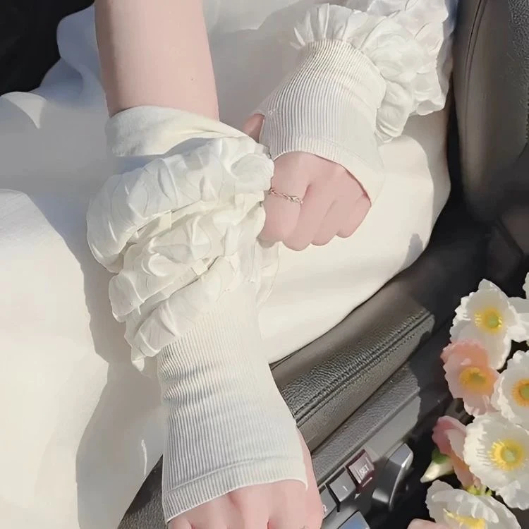 2025新款防晒冰袖女夏季罗口宽松加大冰丝套袖开车户外骑行护臂宽