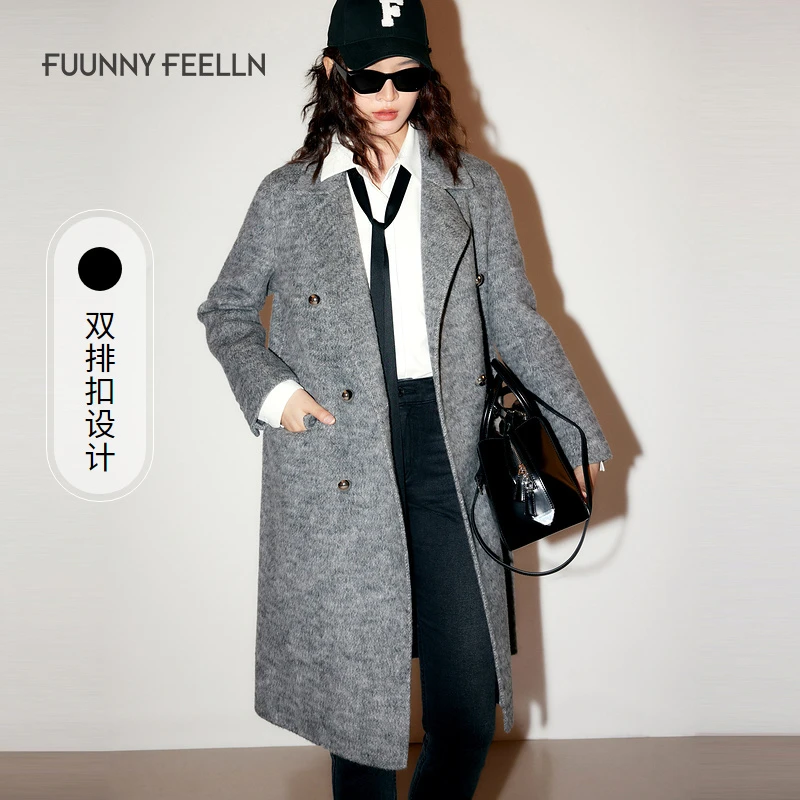 商场同款FF||仿佛2023年冬季毛呢大衣女外套复古赫本风