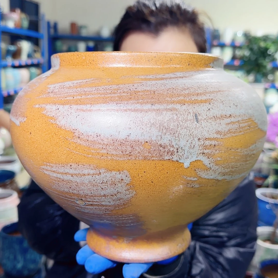 紫砂花盆高21口17