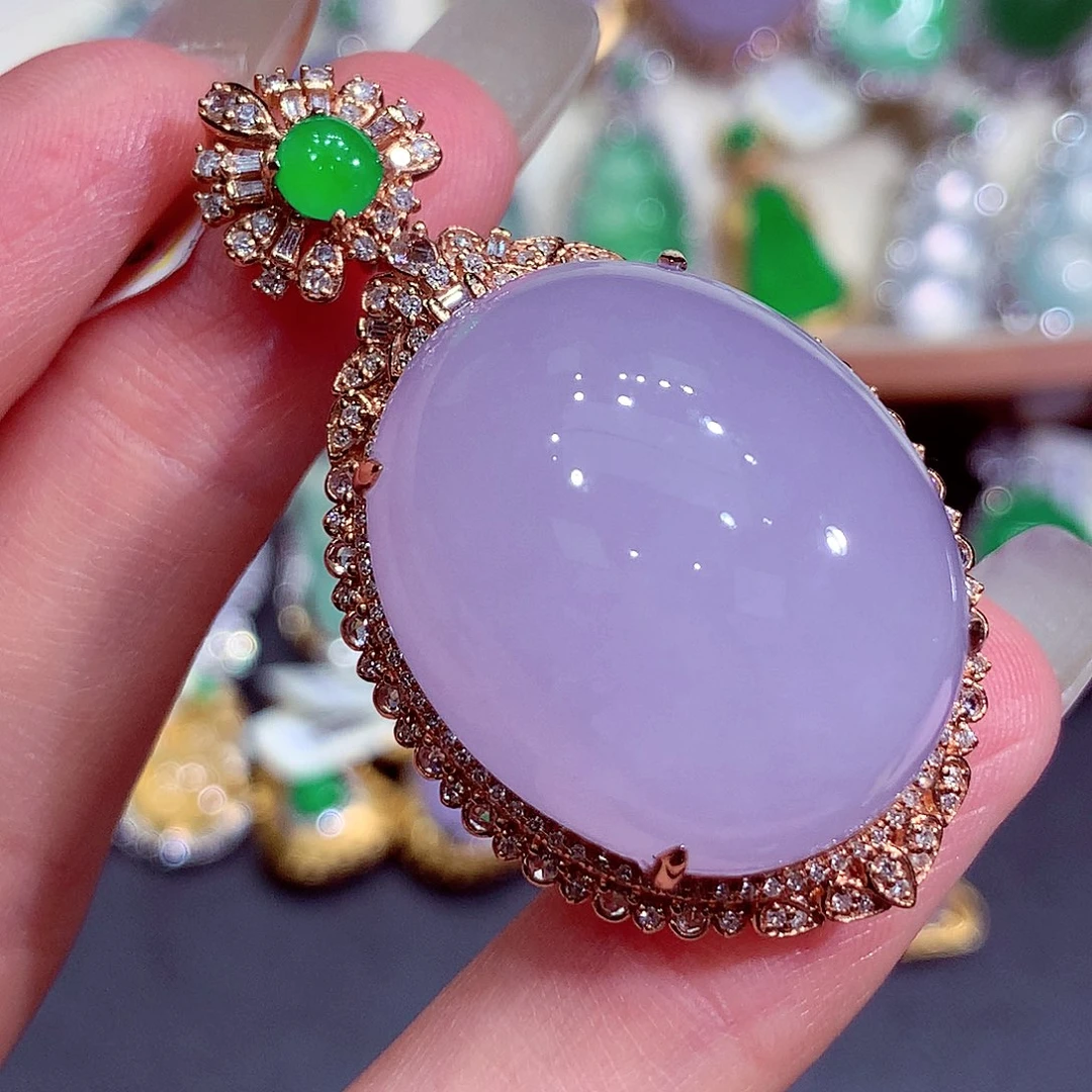 翡翠18K金镶嵌吊坠(不含链)