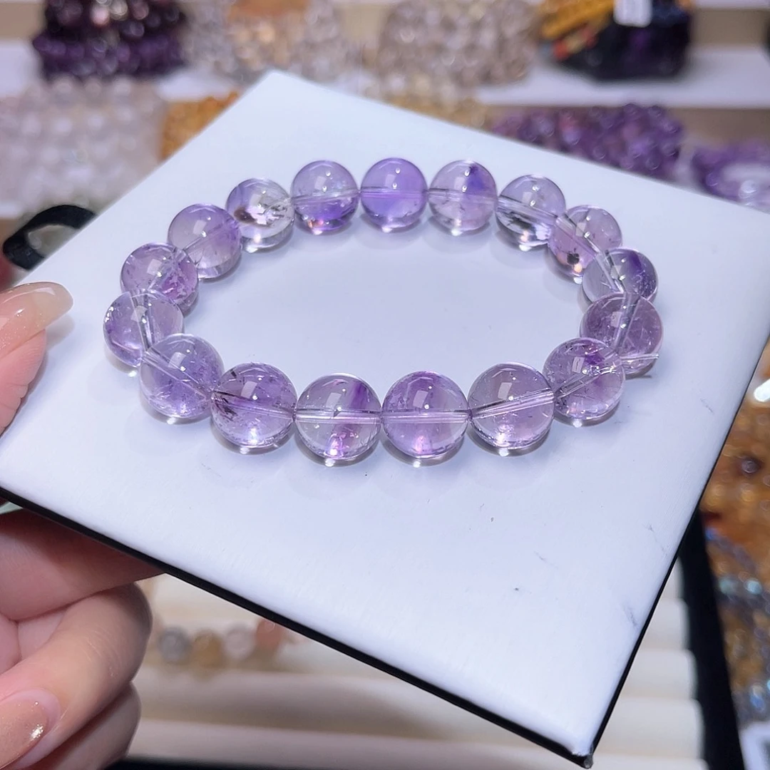 水晶手串未镶嵌豆**豆天然水晶12.6mm