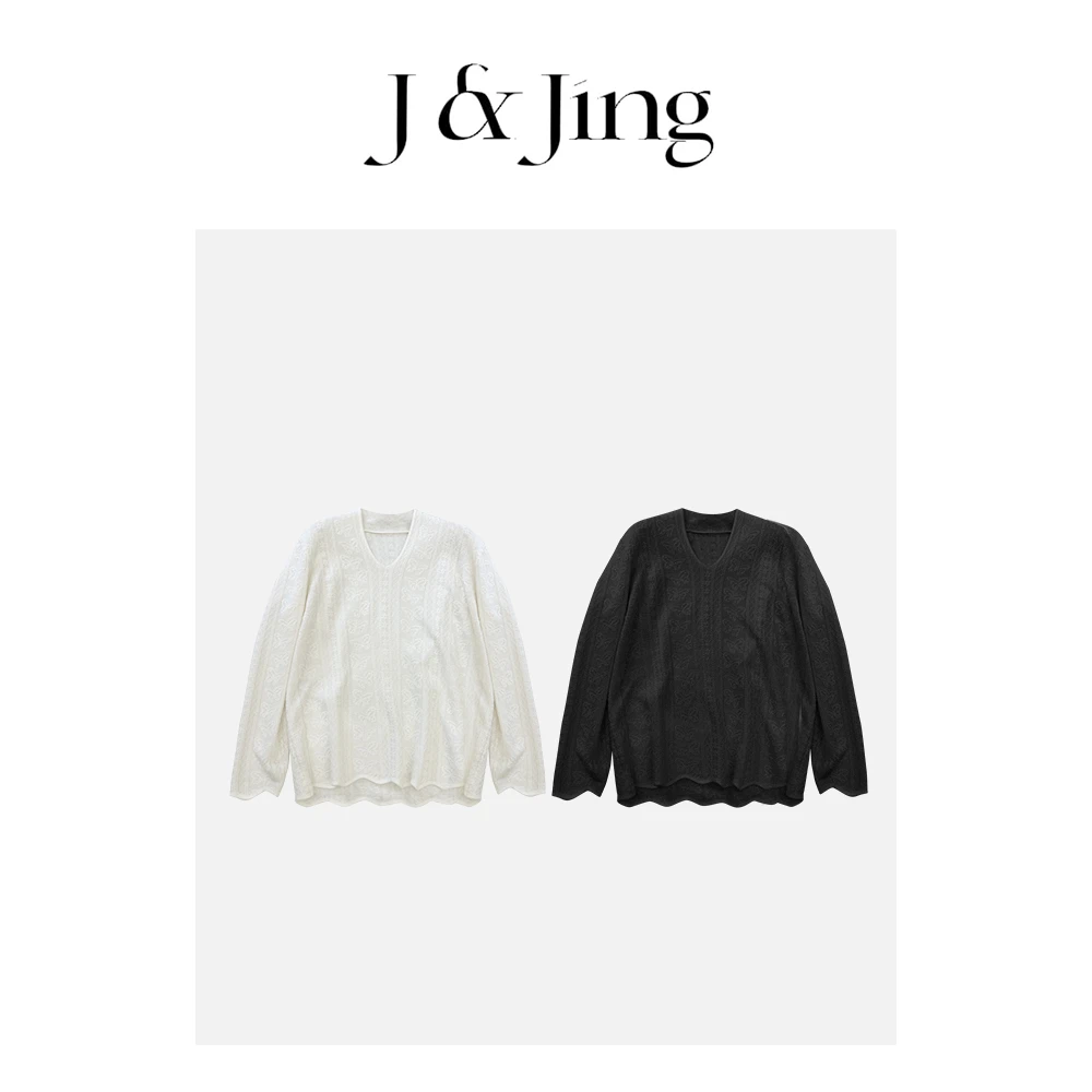J&Jing-「强调理念」-春款上新！立体提花宽松先搜羊毛衫YJ107