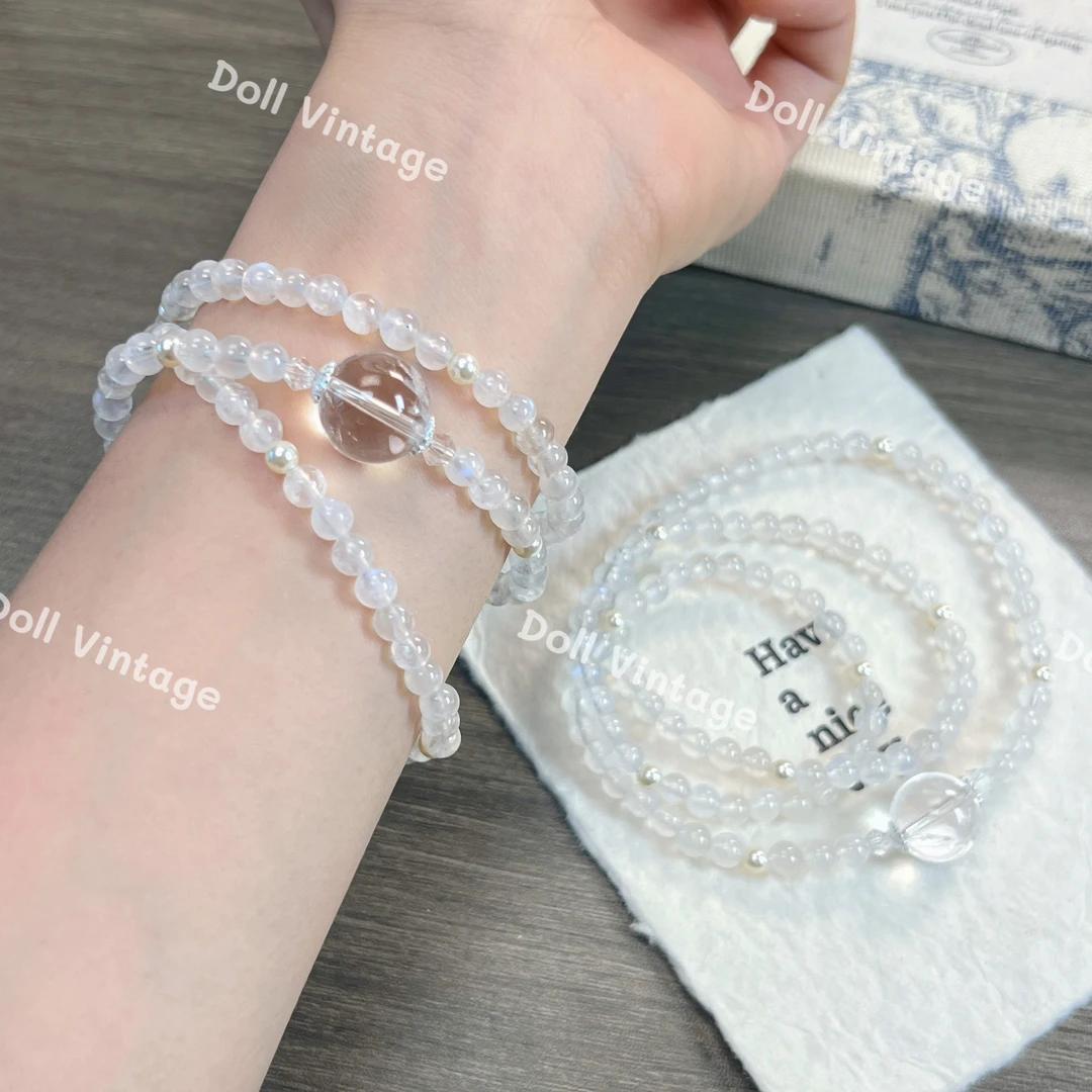 【旋转幻境】A260-三圈蓝月光白水晶手串多样性发一