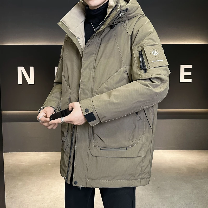 中长款羽绒服男士冬季青年连帽保暖外套保暖鸭绒上衣冬装爆款35岁