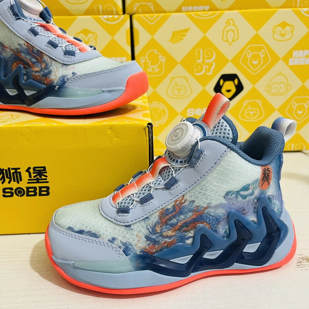 091篮球鞋男童运动鞋2025新款小学生专业旋钮扣男孩球鞋童鞋国风