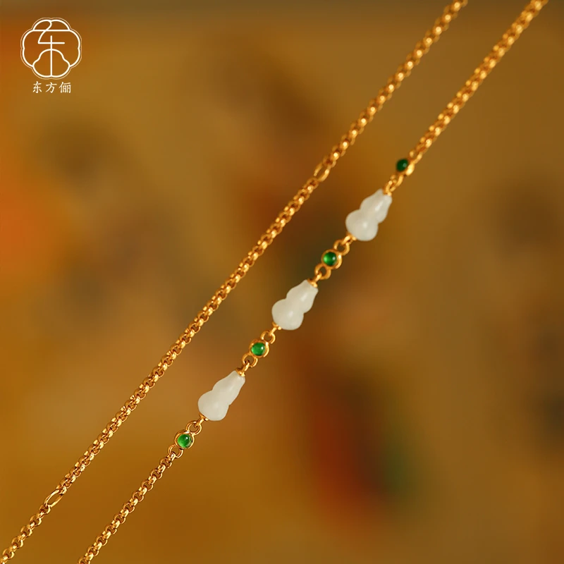 东方俪DOFUNLY【福禄多多】和田玉18K金设计款项链毛衣链WYXL川骛