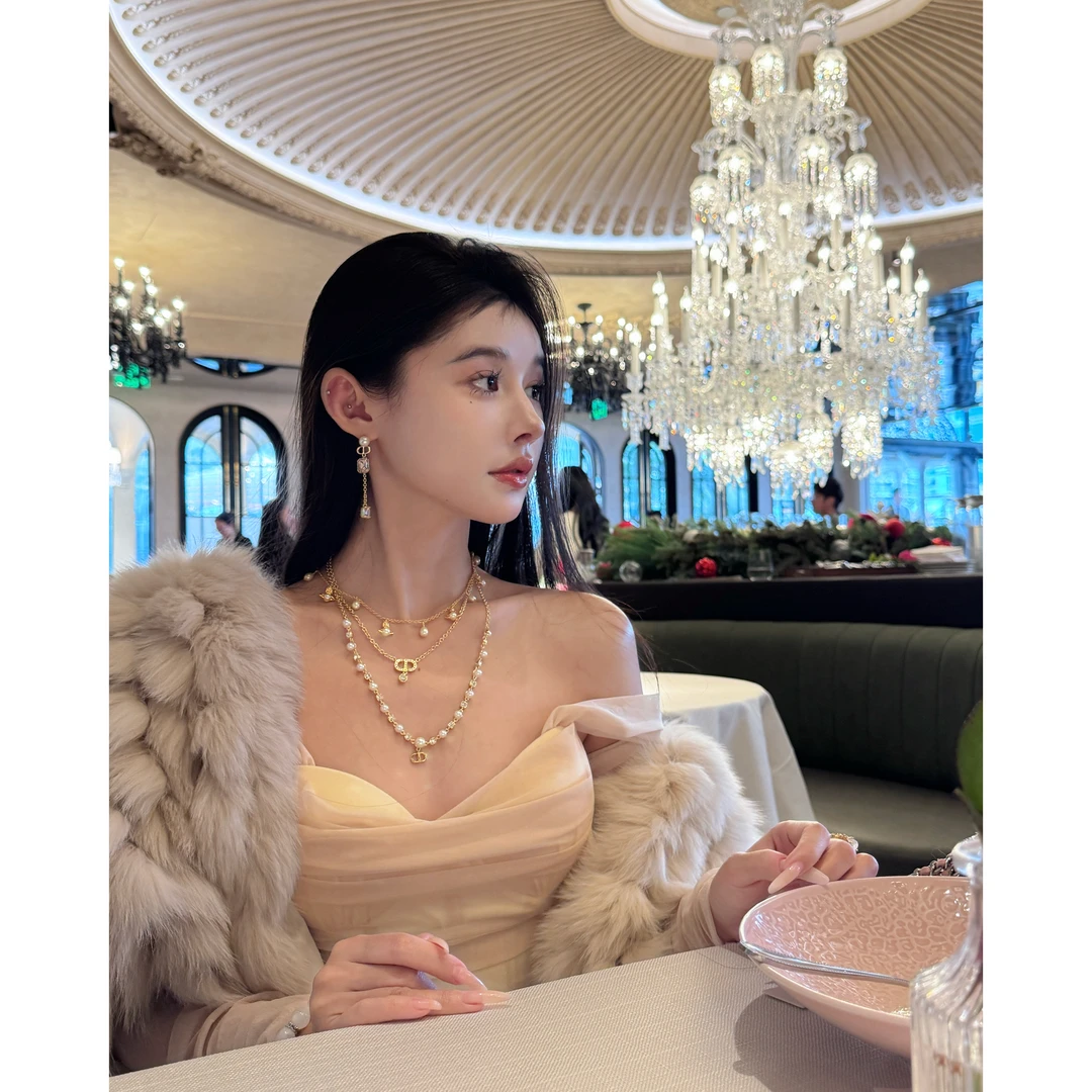 铜合金仿珍珠项链 双层贝珠项链 P0688