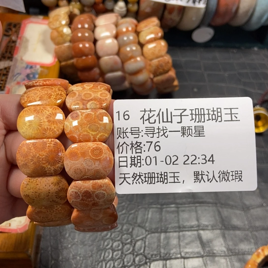 寻***星硅化珊瑚未镶嵌手串16