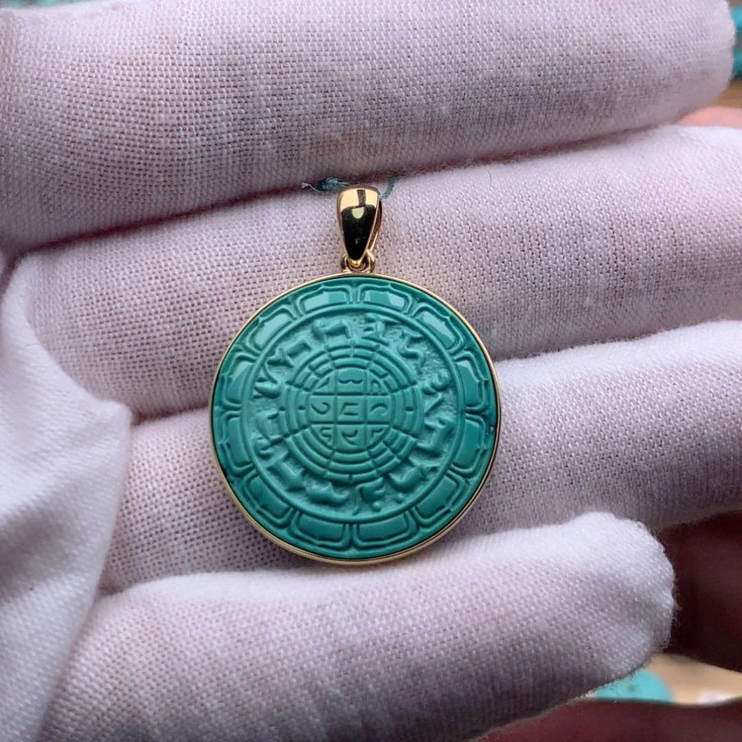 绿松石18K金镶嵌珠宝奇石