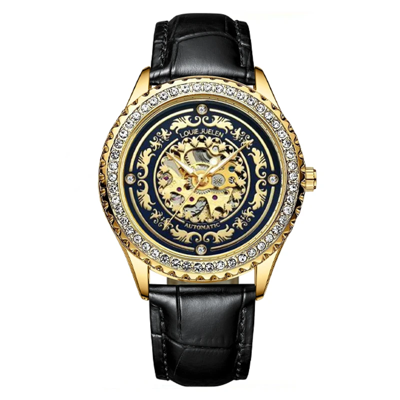 【黎莎专属】经典时尚 紫卿系列 L-5164黑带 高奢男士机械表 DZL