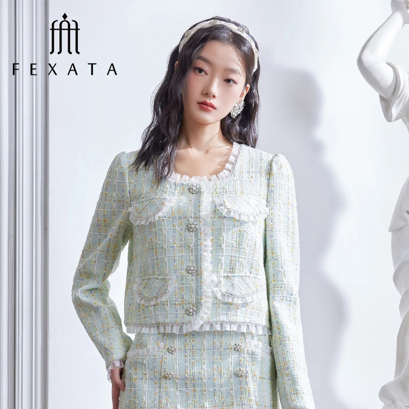 FEXATA斐格思上衣女2024秋冬新品千金感氛围小香短外套