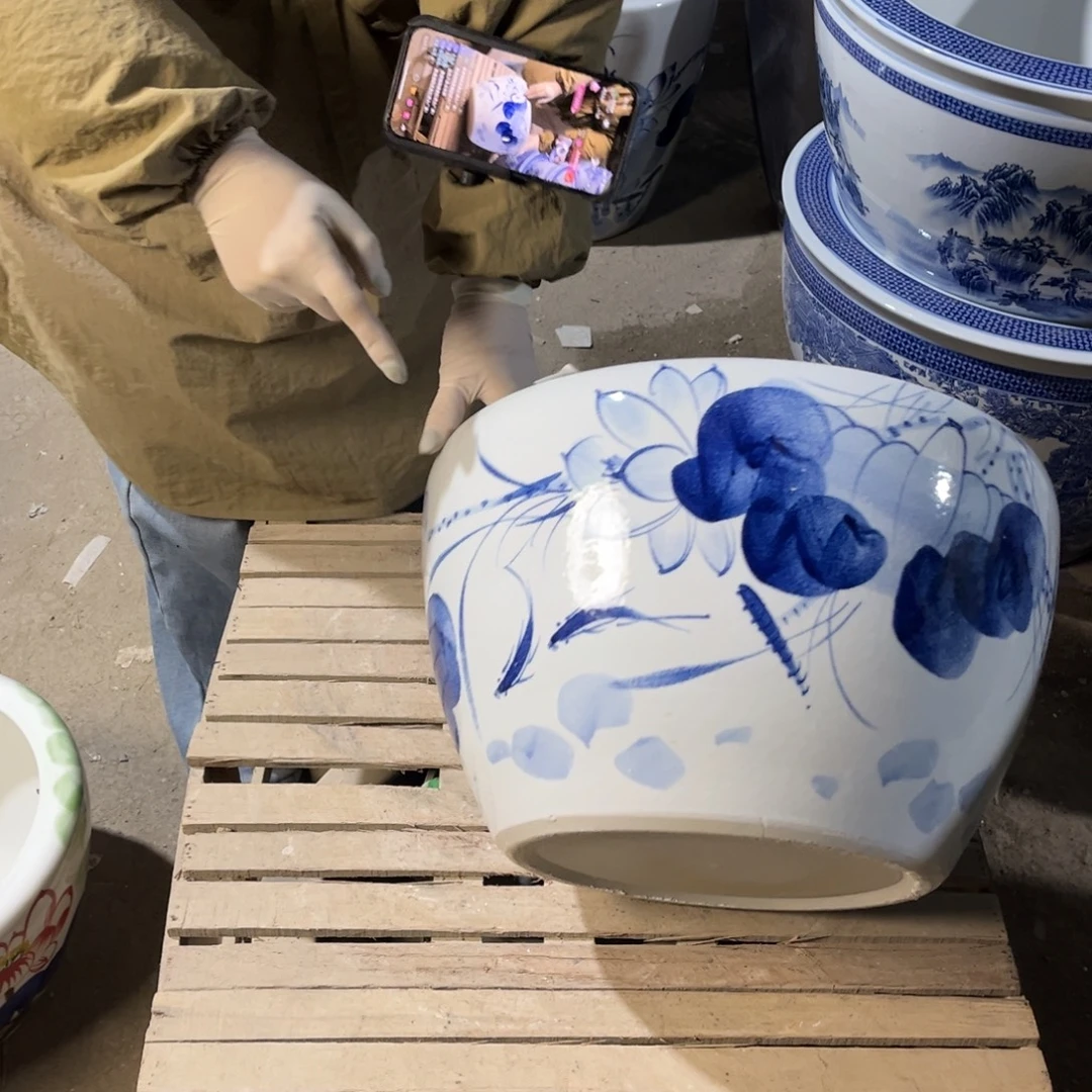 瓷片圆口兰荷花40.8888888
