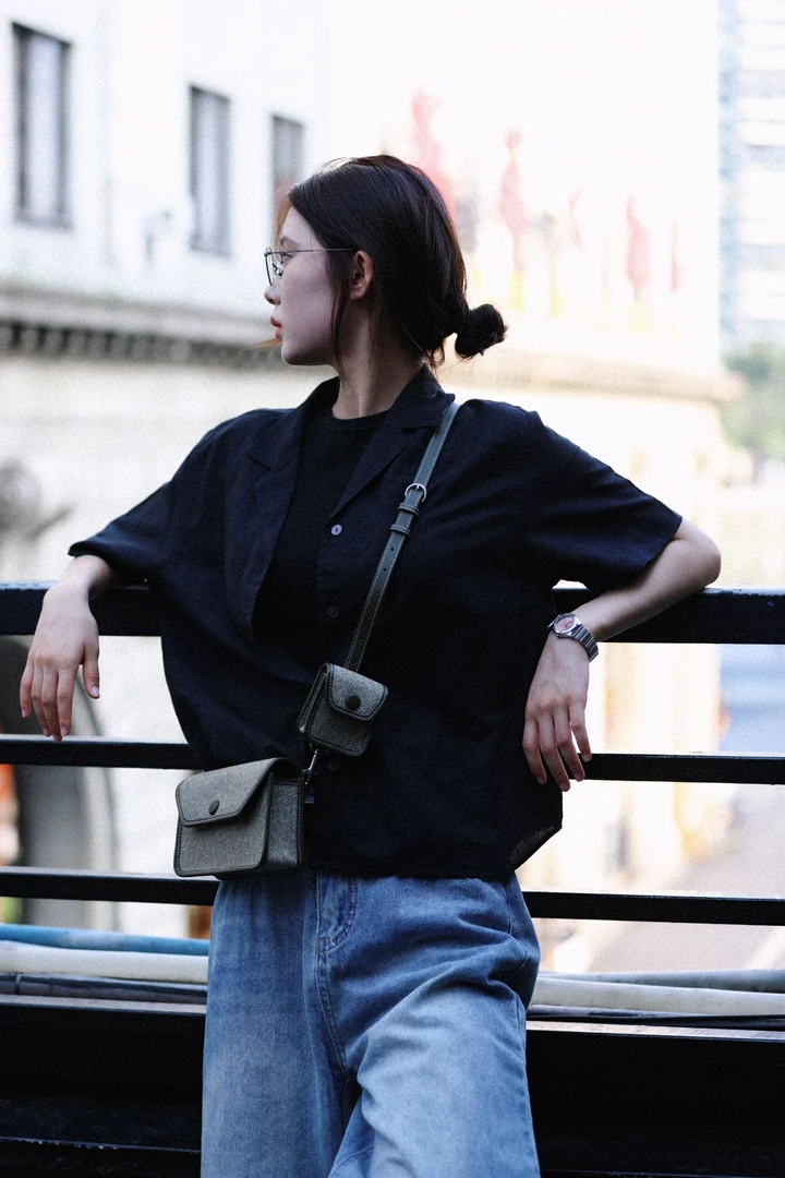 aotana/阿通纳原创饺子汤圆pocket3时尚分体子母拼皮质感斜挎包