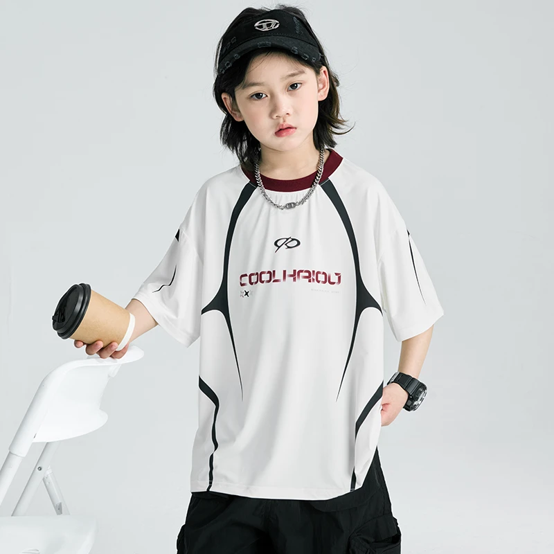 男童短袖夏装上衣2025新款儿童夏季网红T恤酷帅潮【百岁童】B5099