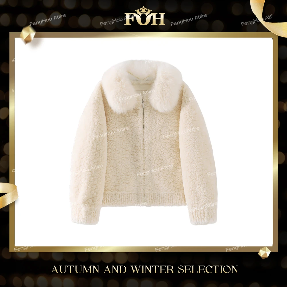 【封后轻奢设计】【冬日暖绒】2025冬季新款白色加厚狐狸毛外套11507
