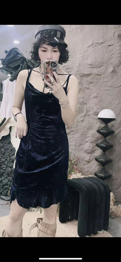 296-女装夏季连衣裙高弹力设计师不褪色吊带小众短裙性感
